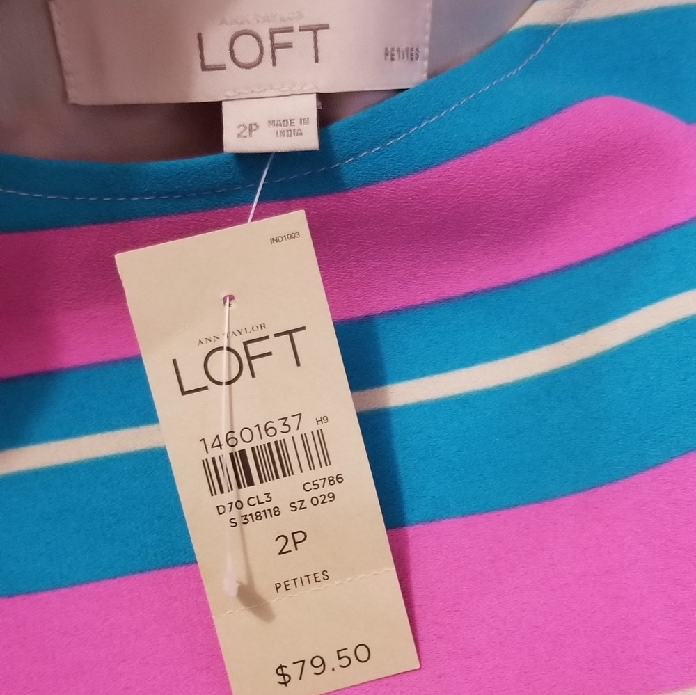 Ann Taylor LOFT cheerful color stripe dress 2p NWT - Picture 3 of 8